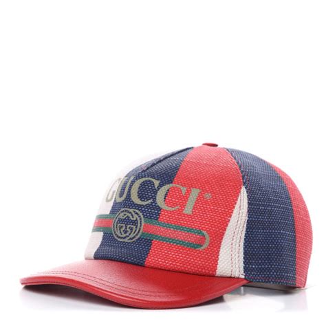 GUCCI Canvas Textured Calfskin Sylvie Stripe Logo Baseball 